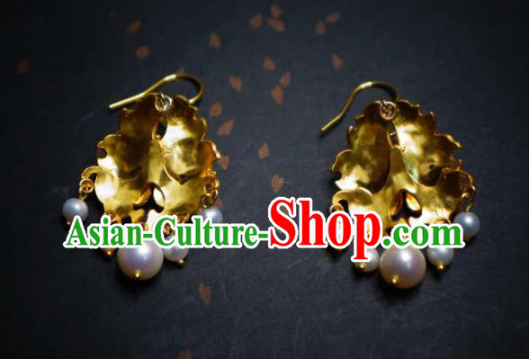 Handmade Chinese Qing Dynasty Court Earrings Cheongsam Ear Accessories Traditional Culture Jewelry