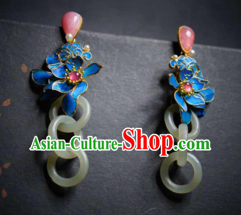 Handmade Chinese Cheongsam Jade Ear Accessories Traditional Culture Jewelry Rose Quartz Earrings