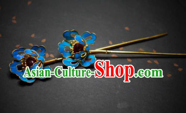 Chinese Handmade Ruby Hairpin Ancient Qing Dynasty Empress Hair Stick Traditional Hair Jewelry