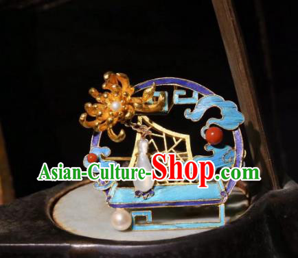 China Handmade Golden Chrysanthemum Brooch Traditional Cheongsam Breastpin Jewelry Cloisonne Accessories