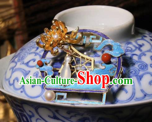 China Handmade Golden Chrysanthemum Brooch Traditional Cheongsam Breastpin Jewelry Cloisonne Accessories