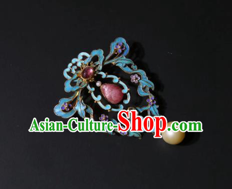 China Traditional Cheongsam Rose Quartz Breastpin Accessories Handmade Pearls Brooch