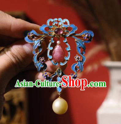 China Traditional Cheongsam Rose Quartz Breastpin Accessories Handmade Pearls Brooch