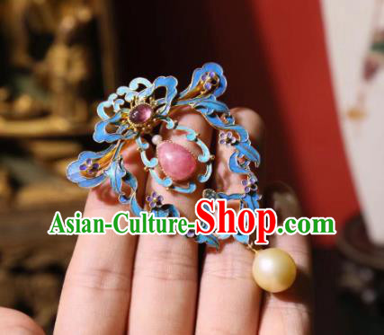 China Traditional Cheongsam Rose Quartz Breastpin Accessories Handmade Pearls Brooch