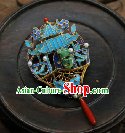 China Handmade Jadeite Brooch Traditional Cheongsam Cloisonne Butterfly Breastpin Accessories