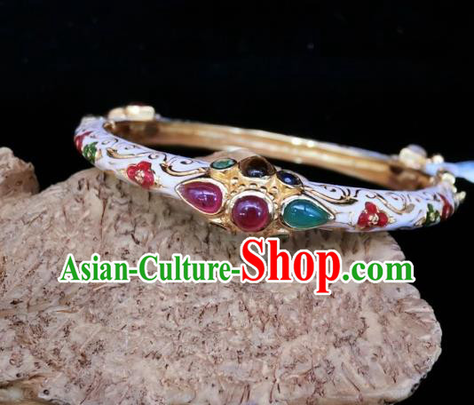 Handmade Chinese National Enamel Bracelet Gems Bangle Wristlet Accessories