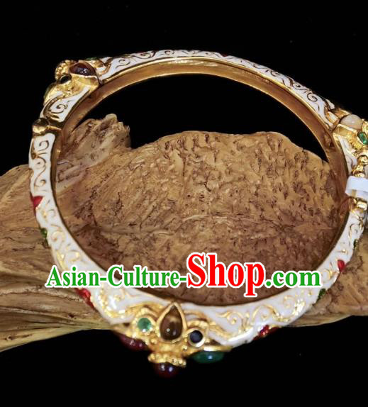 Handmade Chinese National Enamel Bracelet Gems Bangle Wristlet Accessories