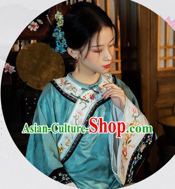 China Ancient Qing Dynasty Rich Beauty Historical Clothing Traditional Embroidered Costumes