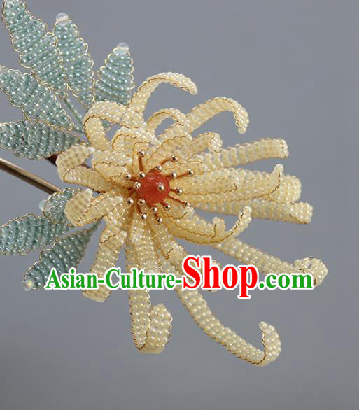 China Traditional Qing Dynasty Empress Hairpin Classical Beads Chrysanthemum Hair Stick Hair Accessories