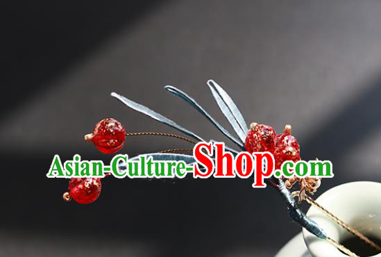 China Traditional Song Dynasty Young Lady Hairpin Classical Red Berry Hair Stick