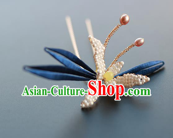 China Classical Beads Orchid Hair Stick Traditional Song Dynasty Princess Hairpin