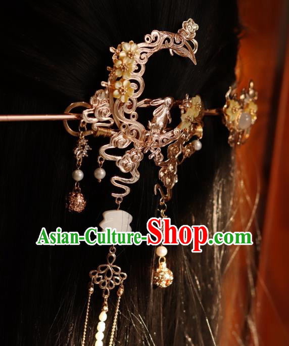 China Classical Hanfu Hair Accessories Traditional Ming Dynasty Princess Hair Crown and Hairpin