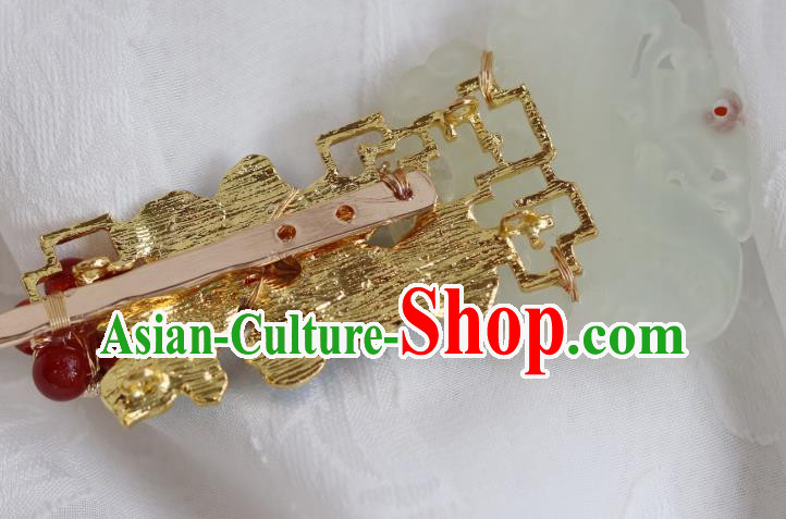 China Traditional Qing Dynasty Jade Butterfly Hairpin Classical Blueing Flower Hair Stick