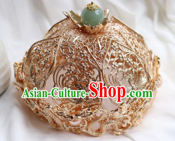 China Ancient Queen Golden Phoenix Coronet Traditional Ming Dynasty Empress Hair Crown