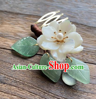 China Ancient Princess Shell Hairpin Traditional Ming Dynasty Jasmine Flower Hair Comb