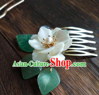 China Ancient Princess Shell Hairpin Traditional Ming Dynasty Jasmine Flower Hair Comb