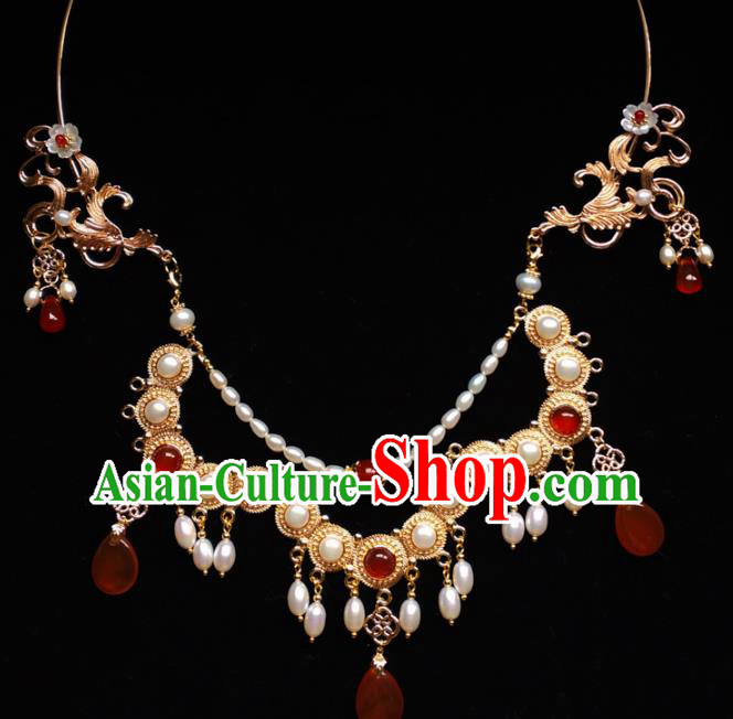 Chinese Traditional Hanfu Pearls Necklace Accessories Classical Ming Dynasty Princess Necklet Jewelry