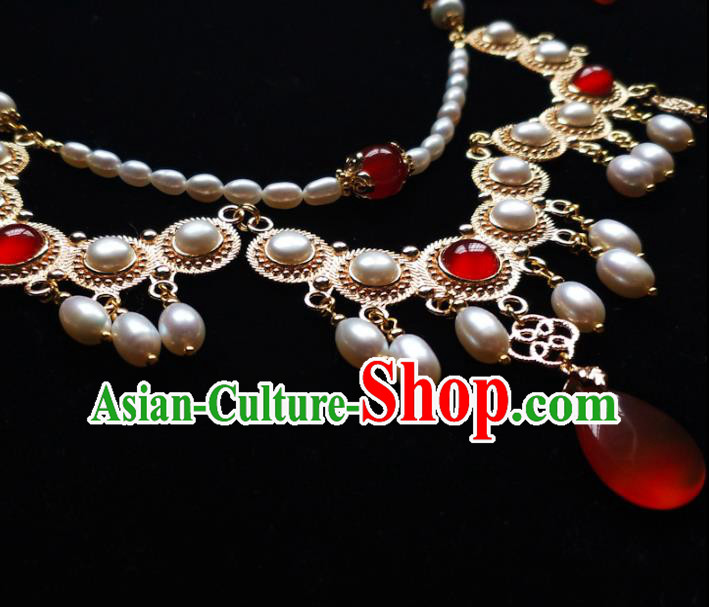 Chinese Traditional Hanfu Pearls Necklace Accessories Classical Ming Dynasty Princess Necklet Jewelry