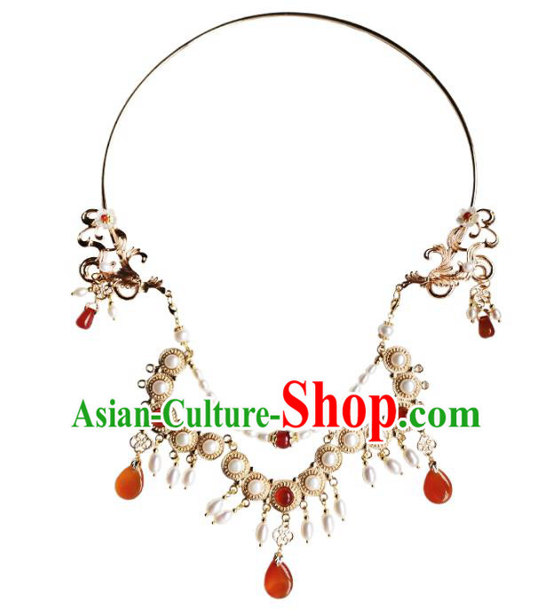 Chinese Traditional Hanfu Pearls Necklace Accessories Classical Ming Dynasty Princess Necklet Jewelry