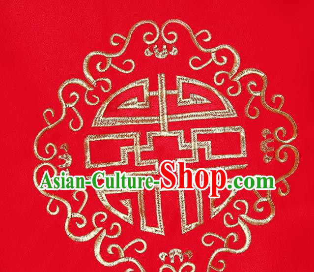 Chinese Embroidered Red Satin Bridal Veil Classical Xiuhe Suit Accessories Traditional Wedding Headpiece