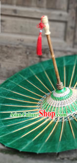 China Handmade Green Oil Paper Umbrella Classical Dance Umbrella Bumbershoot