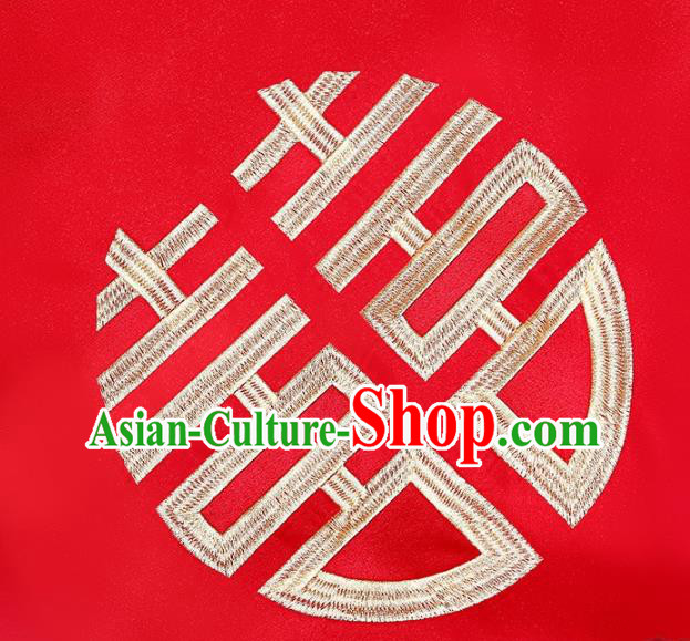 Chinese Classical Wedding Headpiece Traditional Xiuhe Suit Accessories Embroidered Red Satin Bridal Veil