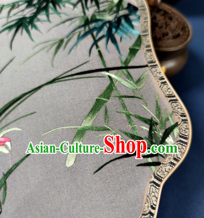 Chinese Classical Dance Silk Fan Traditional Hanfu Fan Handmade Embroidered Orchid Bamboo Palace Fan