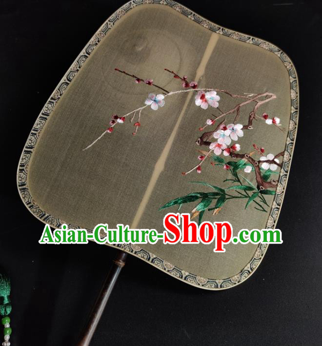 Chinese Embroidered Plum Blossom Palace Fan Ancient Song Dynasty Silk Fan Traditional Hanfu Fan