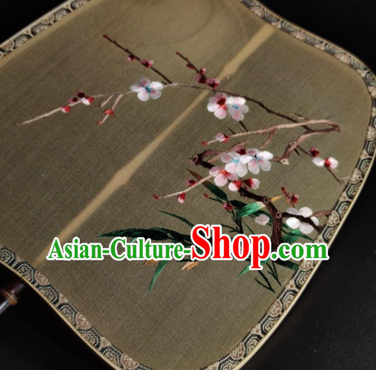 Chinese Embroidered Plum Blossom Palace Fan Ancient Song Dynasty Silk Fan Traditional Hanfu Fan