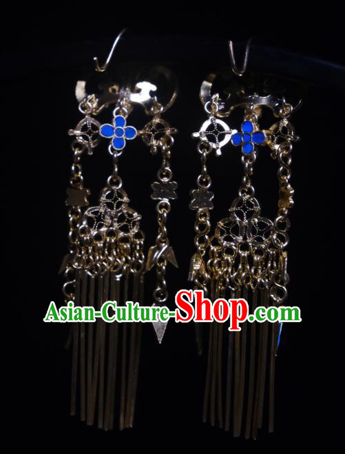 Chinese Cloisonne Bat Earrings Ancient Qing Dynasty Court Ear Accessories Traditional Culture Jewelry