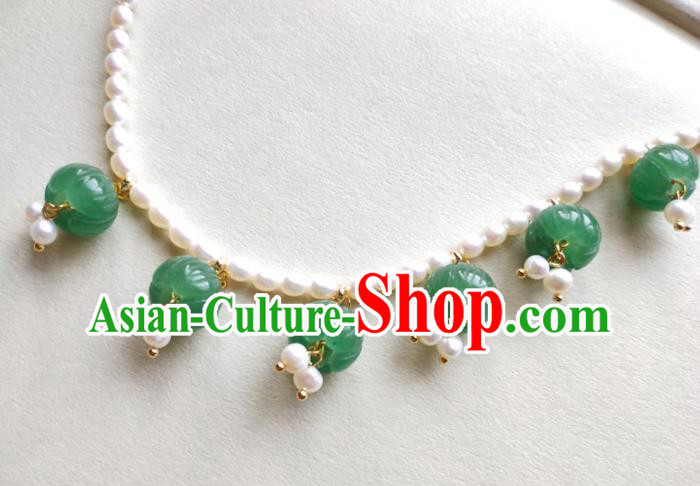 Chinese Traditional Hanfu Pearls Necklace Accessories Classical Aventurine Necklet