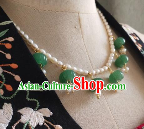 Chinese Traditional Hanfu Pearls Necklace Accessories Classical Aventurine Necklet