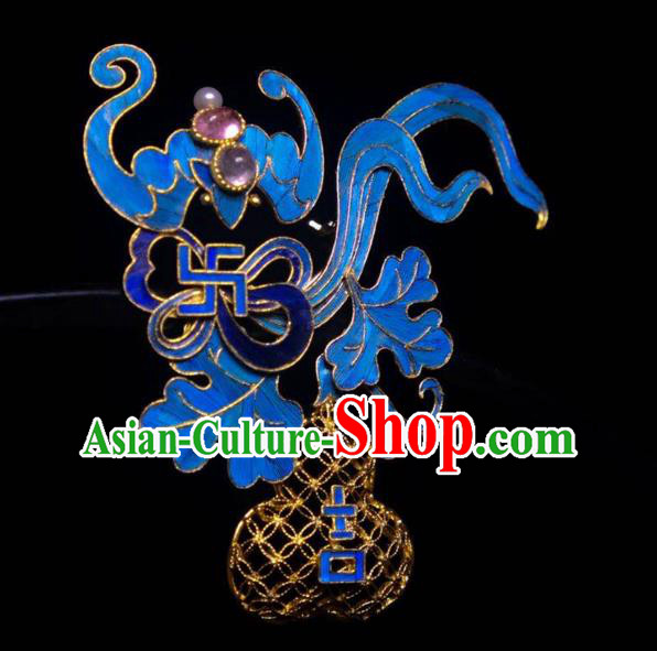China Handmade Filigree Gourd Brooch Accessories Traditional Qing Dynasty Cloisonne Breastpin Tourmaline Jewelry