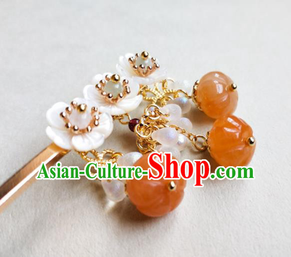 China Ancient Princess Hairpin Traditional Ming Dynasty Shell Plum Blossom Hair Stick