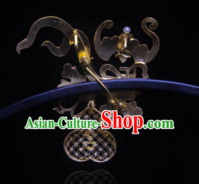 China Handmade Filigree Gourd Brooch Accessories Traditional Qing Dynasty Cloisonne Breastpin Tourmaline Jewelry