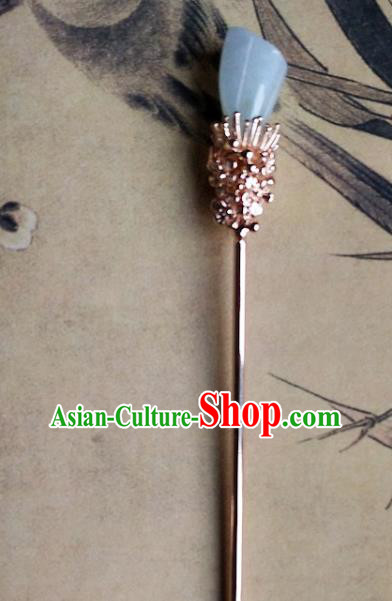 China Ancient Princess Aventurine Hairpin Traditional Ming Dynasty Pearls Tassel Hair Stick