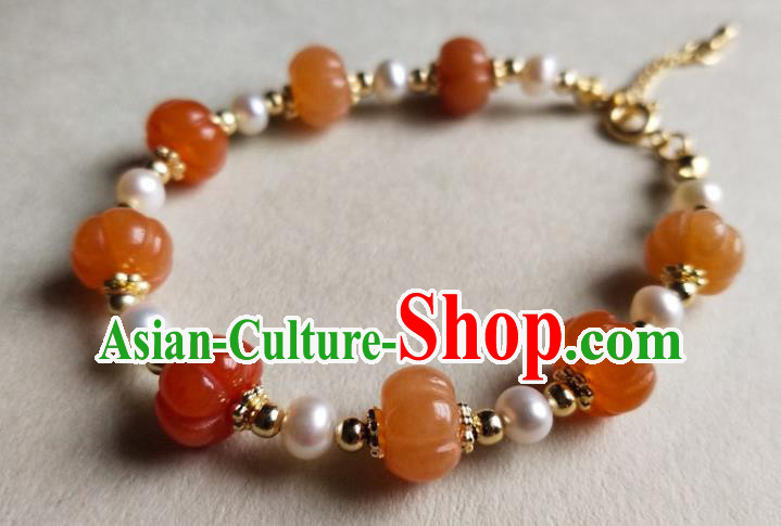 Chinese Traditional Hanfu Agate Wristlet Accessories Classical Pearls Bracelet