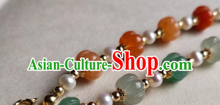 Chinese Traditional Hanfu Agate Wristlet Accessories Classical Pearls Bracelet