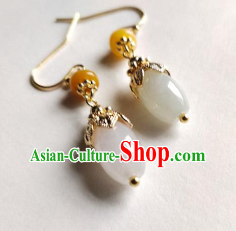 Chinese Handmade Classical Cheongsam Earrings Traditional Aventurine Ear Accessories