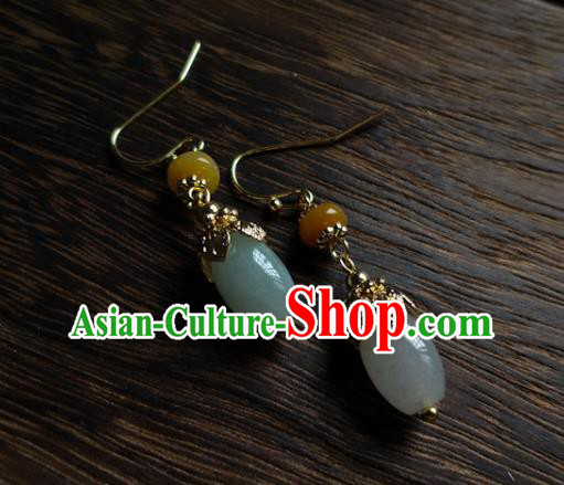 Chinese Handmade Classical Cheongsam Earrings Traditional Aventurine Ear Accessories