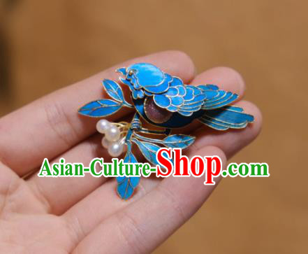 China Handmade Tourmaline Brooch Accessories Traditional Cheongsam Cloisonne Bird Breastpin Jewelry