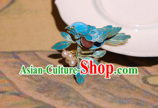 China Handmade Tourmaline Brooch Accessories Traditional Cheongsam Cloisonne Bird Breastpin Jewelry
