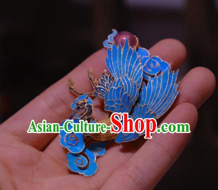 China Traditional Cheongsam Cloisonne Phoenix Breastpin Jewelry Handmade Tourmaline Brooch Filigree Accessories