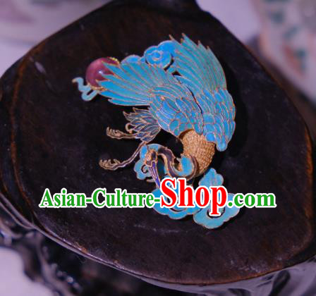 China Traditional Cheongsam Cloisonne Phoenix Breastpin Jewelry Handmade Tourmaline Brooch Filigree Accessories