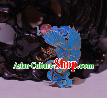 China Traditional Cheongsam Cloisonne Phoenix Breastpin Jewelry Handmade Tourmaline Brooch Filigree Accessories
