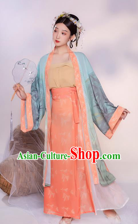 China Ancient Village Girl Hanfu Clothing Traditional Song Dynasty Young Lady Historical Costume Complete Set