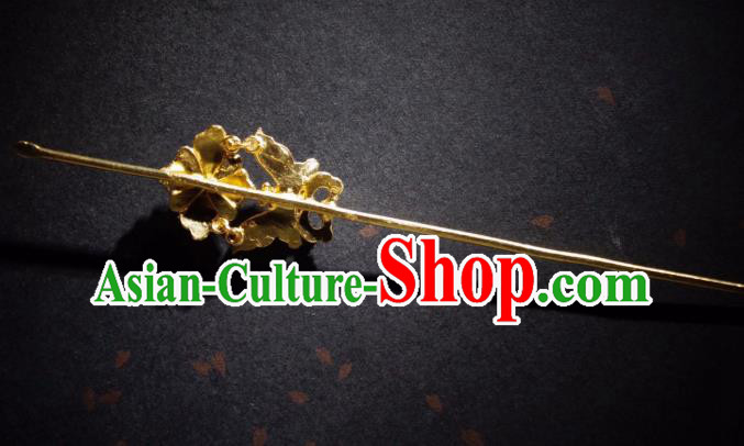 Chinese Qing Dynasty Pearl Hairpin Traditional Hair Jewelry Ancient Empress Blueing Butterfly Hair Stick