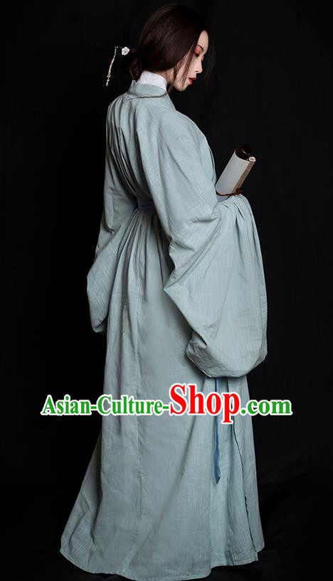 China Ancient Young Beauty Hanfu Dress Clothing Traditional Jin Dynasty Noble Lady Historical Costume