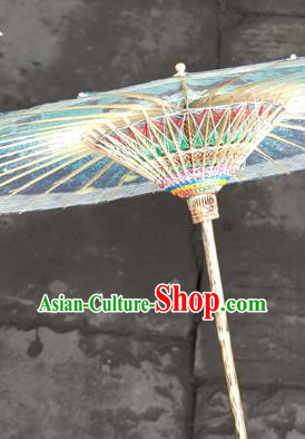 China Classical Printing Deer Umbrella Handmade Dance Umbrellas Craft Traditional Blue Oil Paper Umbrella