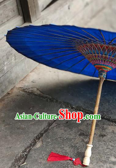 China Classical Royalblue Umbrella Traditional Dance Oil Paper Umbrella Handmade Umbrellas Craft